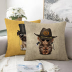 STITCHNEST Set of 2 Funky Friends Collection Printed Jute Cushion Covers 16x16 Inches | Decorative Throw Pillow Covers for Sofa, Living Room, Bedroom | Perfect for Home Decor