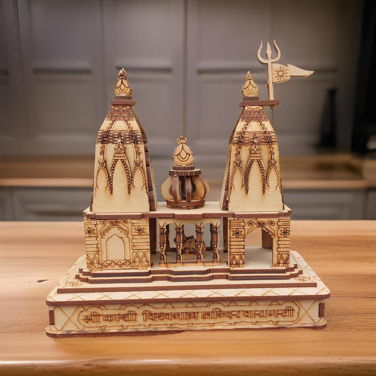 Shri Kashi Vishwanath Temple 3D Wooden Model – Premium Handmade Souvenir for Home Decoration and Spiritual Spaces-Home Decor Or Showpiece- 6 Inch Height