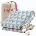 TOAIArt Premium Jaipuri Dohar | AC Blanket Summer Quilt | Hand Block Printed | 3 Layers | Reversible | 150GSM 100% Mulmul Cotton | 100% Cotton Flannel Filling | Single 60 X 90 |Geometric Triangles Kafalo