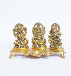 KridayKraft Laxmi Ganesha Saraswati Murti,LGS Metal Statue with Diya,Showpiece Figurines