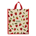 DOUBLE R BAGS Unisex Big Eco Cotton Canvas Shopping Bag for Grocery, Milk, Fruits & Vegetables | Reusable Tote with Reinforced Handles | Strawberry Print, 34x9.5x39.5 cm, 1 Compartment (Pack of 1)