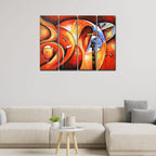 VIBECRAFTS 4 Pieces Hindu Shree Ganesha Canvas Wall Painting Fitted With Wooden Frame For Home | Office | Living Room | Gift(PTVC4Pcs1_13529)
