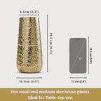 BEHOMA Arrow Engrave Metal Cylindrical Vase for, Golden - 2 Pcs
