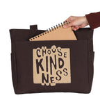 TSANTA U-Shaped Canvas Tote Bag with Pouch Combo (Large, Kindness Print) | Cotton Shoulder Tote with Zipper Closure | Reusable Shopping, Travel & Everyday Carry Bag for Women