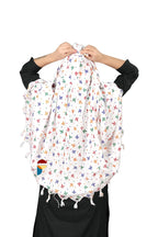 PRACHARAN Cotton Innovative Stylish Colorful Leaf Printed Pattern Fancy Scarf With Sun Protection Cover Face Cotton Driving Scarf For Women's And Girls For Female, White