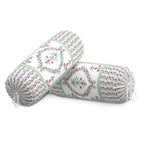 BLOCKS OF INDIA Cotton Hand Block Printed Bolster Cover | Booster Cover with Drawstring | Round Long Pillow Cover for Bed | Dewan Pillow Cover Set 16 X 32 | Set of 2 (Green BEL)