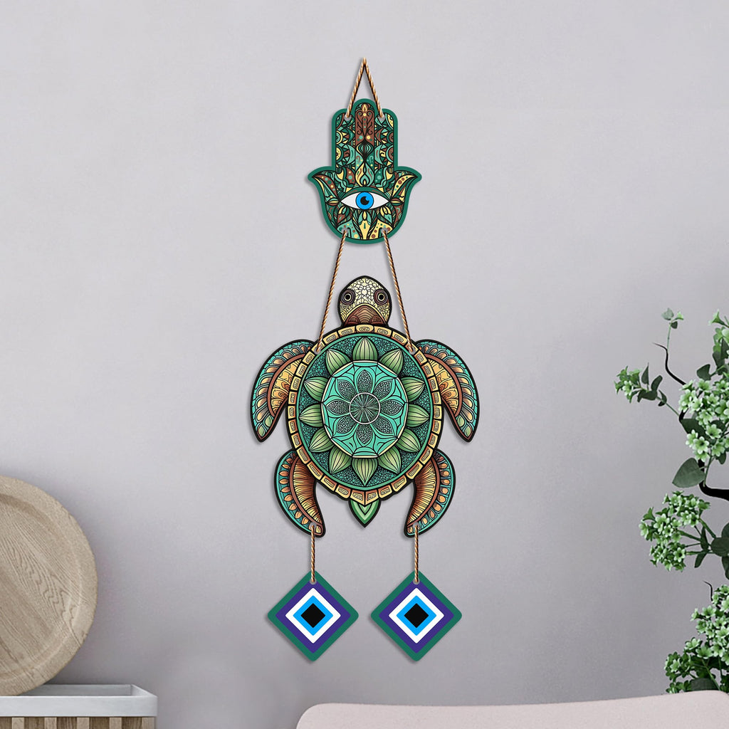 Artvibes Decorative Sea Turtle Wall Hanging for Home Entrance | Nazar Battu MDF Wall Art | Vastu Inspired Decor for Living Room | Office | Hallway | Bedroom & Balcony | Gift Item (WH_8546N)