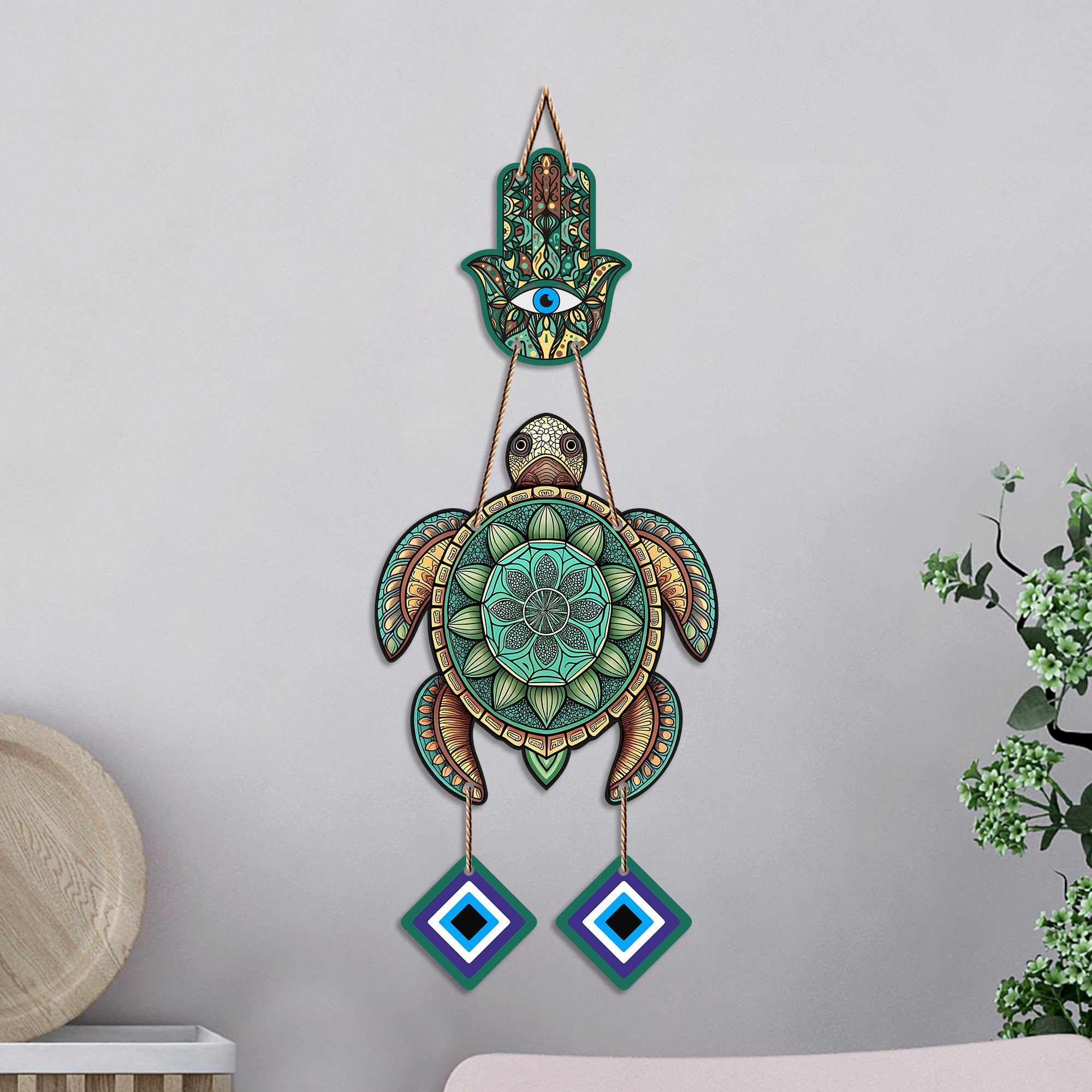 Artvibes Decorative Sea Turtle Wall Hanging for Home Entrance | Nazar Battu MDF Wall Art | Vastu Inspired Decor for Living Room | Office | Hallway | Bedroom & Balcony | Gift Item (WH_8546N)