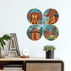 Artvibes Modern Art Decorative Wall Art MDF Wooden Wall Hanger for Home | Wood Decorative Items | Modern Decoration | Festive Decor | Aesthetic Wooden Decor | Ideal Gifts (WH_8464N), Set of 4