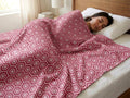 Oasis Hometex Cotton Woven AC Blanket 60x80 Inch | Soft & Breathable Single Bed Blanket | Lightweight All Season Throw for Bed, Sofa & Travel -Pack of 1 (Red Hexagon) Kafalo