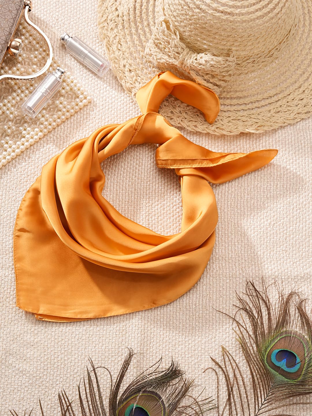 CrossKulture Printed Poly Silken feel Scarf Stole for Women | Stylish, Soft, & Lightweight | Satin Feel Neck, Hair, Head Scarf for Women (Colour-83)