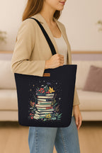 The Purple Tree Eco-Friendly Canvas Tote Bag, Sustainable, Reusable Shopping, Beach, Travel or Everyday Tote, Wide Tote Bag, Midnight Library
