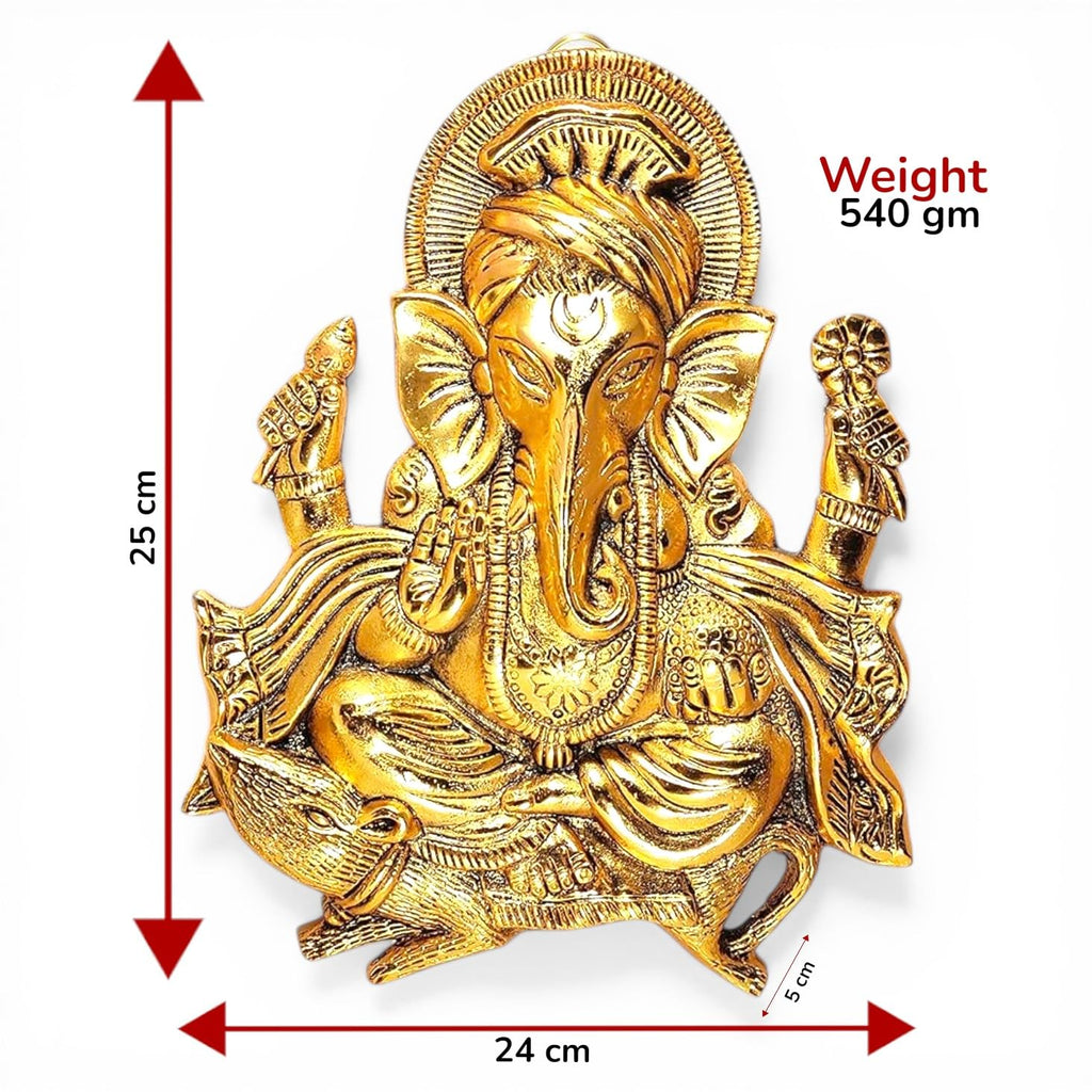KridayKraft Metal Ganesha ji Statue,Ganpati Wall Hanging Sculpture Lord Ganesh Idol Lucky Feng Shui Wall Decor Your Home, Office,Religious Gift Article Decorative,Showpiece Figurines.
