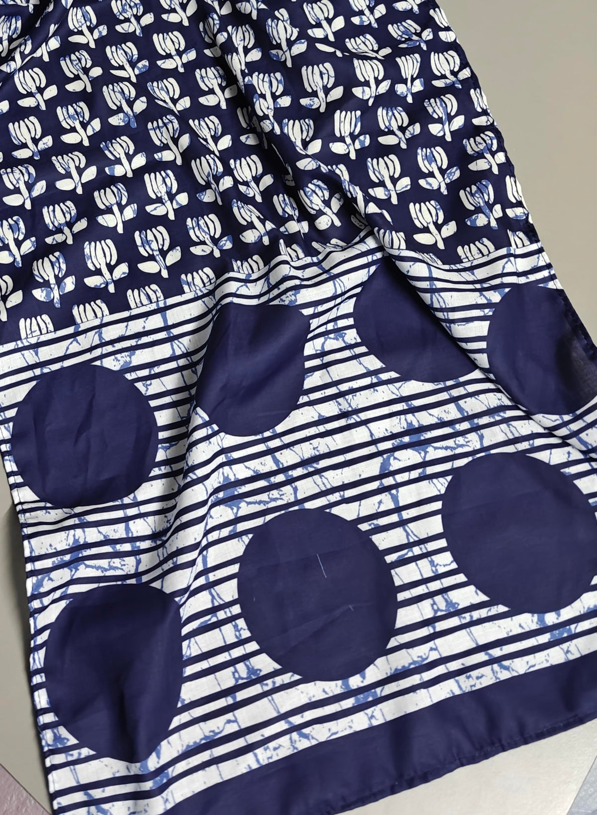 NK Textiles Women's Ajrakh Batik Hand Block Print Pure Mul Cotton Scarf/Stole (22x72)