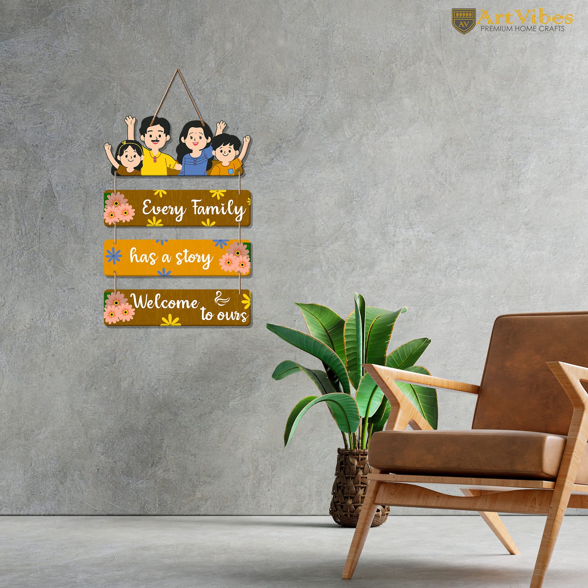 Artvibes Family Quote Wooden Wall Hanger for Home Decor | Wall Art For Hall | Quotes Decor Item | Wall Accents | Gift Items | Wall Illustrations | Artworks Hangings | Mdf Wall Decoration (WH_6911N)