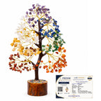 EverMineCrystal 300 Beads, 7 Chakra Crystal Tree, Showpiece Good Luck and Positive Energy, Showpiece for Living Room, Natural Healing Gemstones Money/Lucky Tree for Good Luck, Multicolor