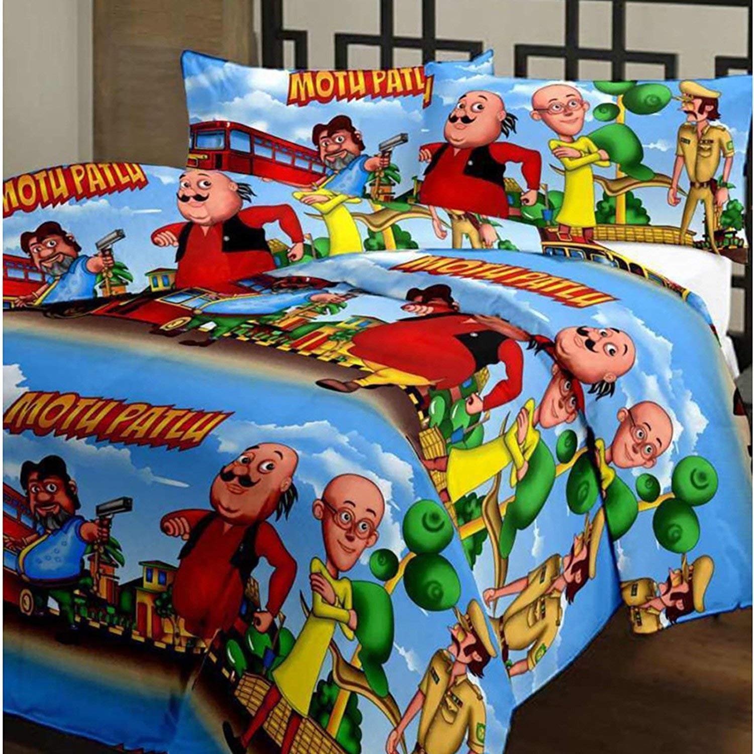 MITULMicrofiber Soft Design Print Reversible Single Bed Double Bed Dohar, Blanket, AC Dohar for Kids (Multicolour) (Motu PATLU, Double Bed) Kafalo