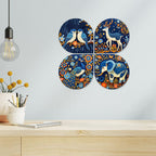 Artvibes Floral Animal Decorative Wall Art MDF Wooden Wall Hanger for Living Room | Room Decoration | Handcrafted Art | Aesthetic Wooden Decor | Artworks Hangings | Ideal Gifts (WH_8444N), Set of 4