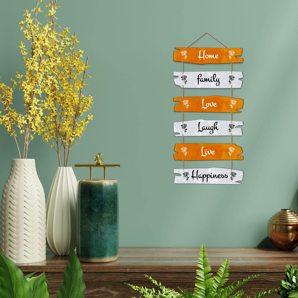 Artvibes Home Family Love Laugh Wooden Wall Hanger for Home Decor | Quotes Decor Item | Wall Accents | Gift Items | Wall Illustrations | Modern Artworks Hangings | Mdf Wall Decoration (WH_3234N)