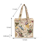 Cotton Quilted Tote Bag for Women | Lightweight Reusable Shoulder Handbag | Durable Eco-Friendly Shopping Bag | Large Capacity Travel, Office & Daily Use Carry Bag | Stylish Utility Tote (Bird)