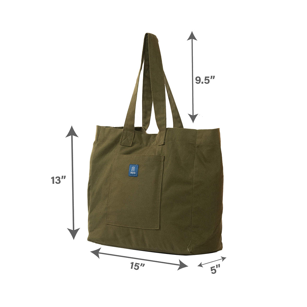 AQVA Solid Cotton Canvas Tote Bag for Women with Magnetic Button Closure | Large Capacity | Stylish Multipurpose Handbag | Resuable Shoulder Bag for for Laptop, Office & Travel (Gun Metal)