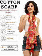 KE KANHA EXPORTS Cotton Scarf with Tassels|Bandhani Print Scarf for Women Stylish|Stole for Women|Breathable Boho Beach Summer Wrap|Multicolor Scarf|Easily Fits 180 * 50 CM