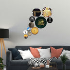 Artvibes Kaaba Sharif & Islamic Quotes Round Shape MDF Wooden Wall Decor Items | Spiritual Decor Items | Islamic Decoration | Wall Poster| Stylish Modern Decor Item | Gift Items (WPS_122N), Set of 11