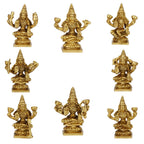 ARTVARKO Brass Ashtalakshmi Ashta Lakshmi Set for Diwali Pooja Mandir Temple Office Decor Height 3.5 Inches Weight 2.5 KG