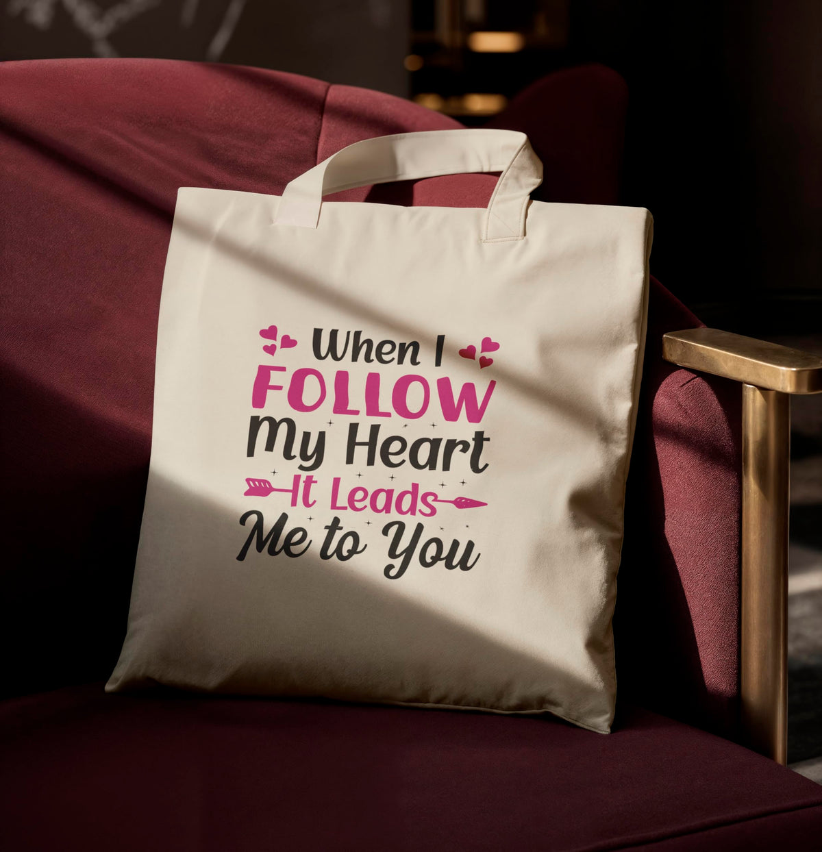 Reusable Cotton Fabric Romantic Quote Printed Tote Bag Ideal for Travel Shopping College & Office Use
