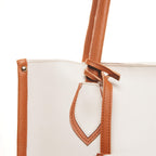 Carrylux Women's Soft & Lightweight Tote Bag | Handbag | 14-inch Laptop Space | Ivory & Tan (Ivory Tan)