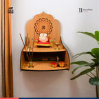 11 Strokes Samarpan Wooden Pooja Mandir for Home Small Size - Foldable DIY Wall Mount Devghar - Modern Singhasan for God & Small Wooden Temple, Puja Stand