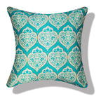 Vendola Decorative Satin Sofa Cushion Covers Set of 5, 12 inch x 12 inch, Sofa Pillow Cover, Ethnic Festive, White and Blue, Mandala Design, Zipper Closure (Mandna, 12X12 Inches)