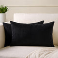 Encasa XO Corduroy Cushion Covers, No Inserts, Set of 2, Black