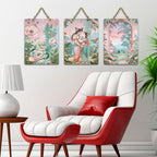 Artvibes Eternal Bond Of Divine Couple In Garden Decorative Wall Art MDF Wooden Wall Hanger for Living Room | Home Decor | Wall Accent | Wall Illustrations | Unique Gift Items (WH_9649N), Set of 3