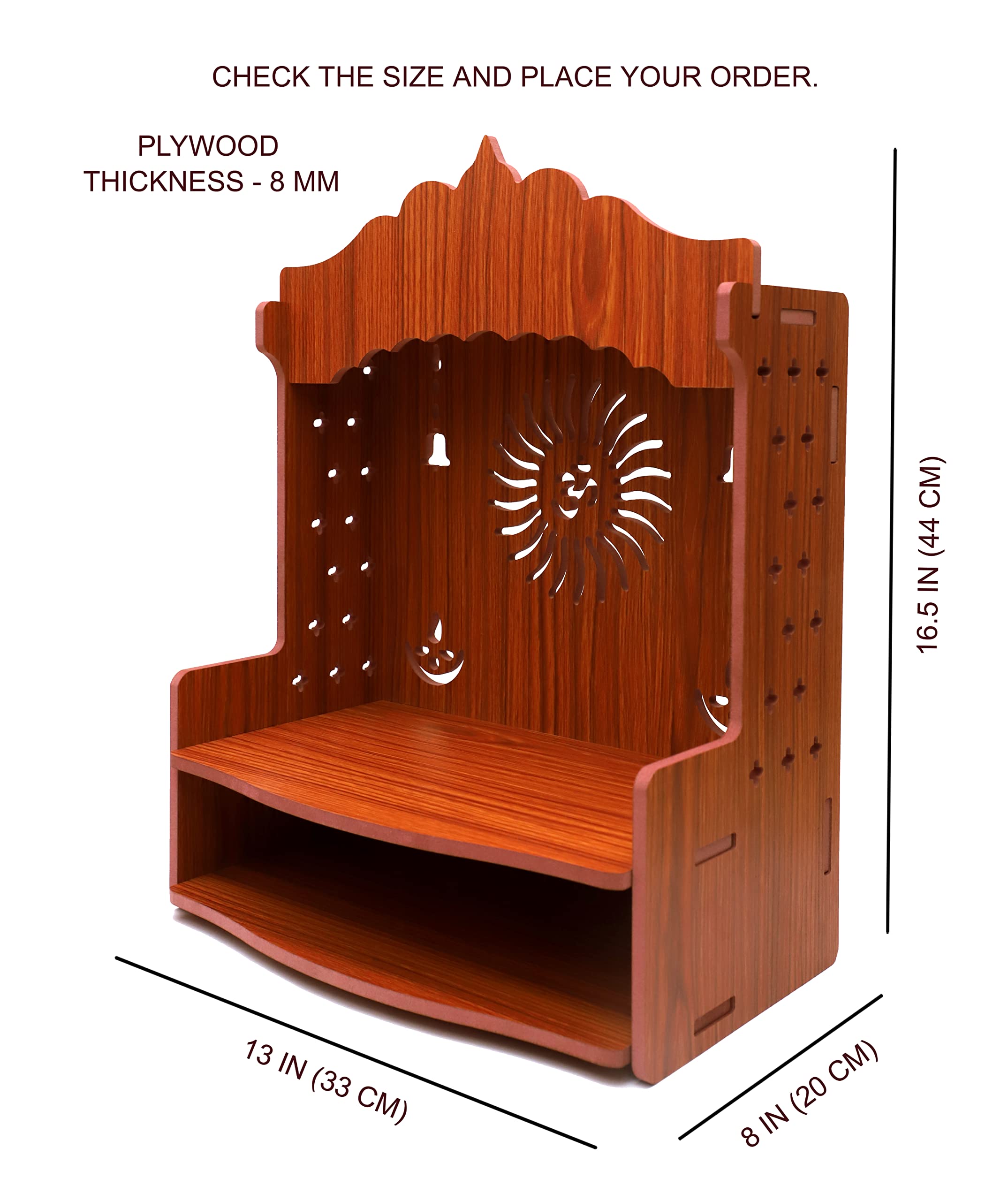 GROSSē Home Decor Beautiful Wooden Foldable Temple, Beautiful MDF Bell Wooden pooja Temple (Bell)