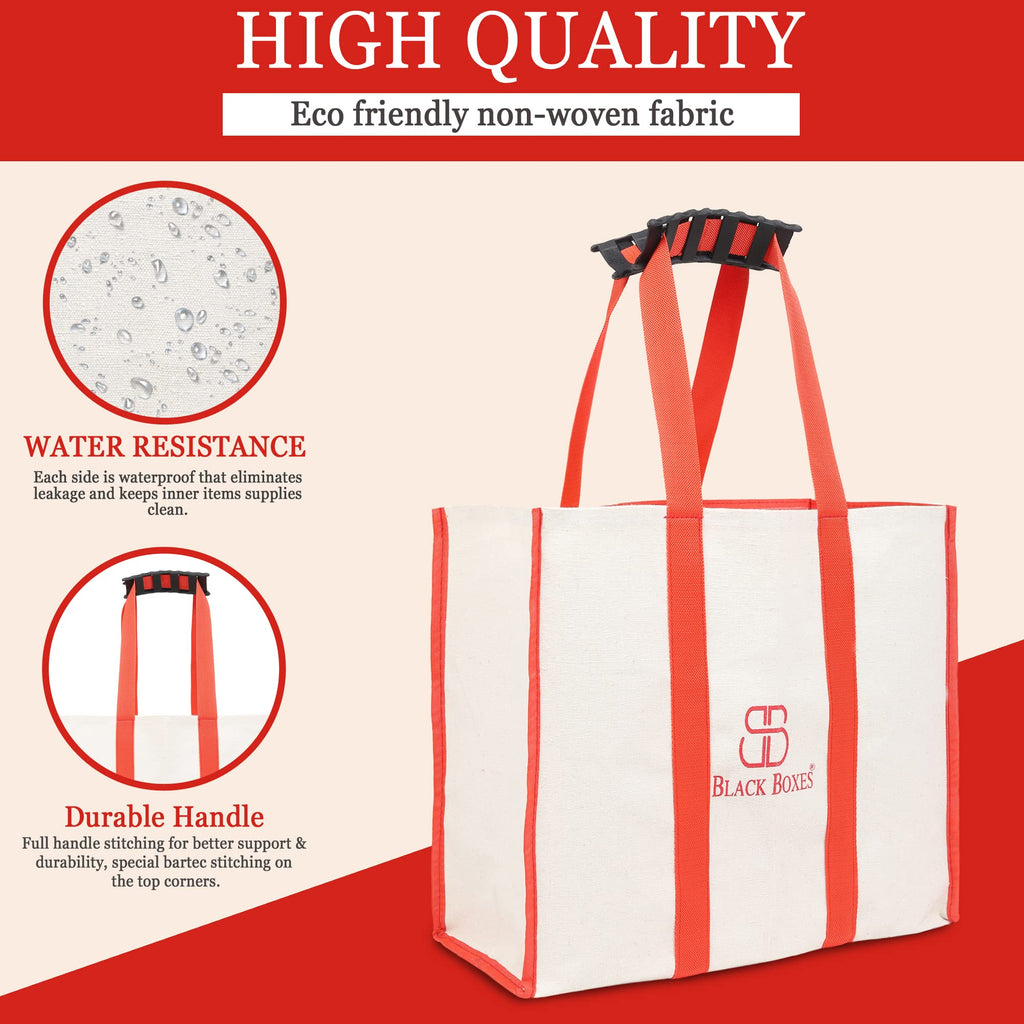 BLACKBOXES Big Eco Cotton Canvas Shopping Bags for Carry Milk Grocery Fruits Vegetable with Reinforced Handles jhola Bag - Kitchen Essential