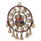 ARTVARKO Brass Om Ganesha Bells Wall Hanging with Spectacular Gemstones