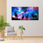 VIBECRAFTS Homcraft Deer In Forest 3 Pieces Canvas Wall Painting Fitted With Wooden Frame For Home | Office | Living Room | Gifts(PTVC3Pcs3_11518)