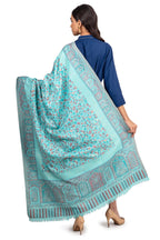 Naureen Women Faux Pashmina Kani Shawl with Mughal Artwork and Zari Accents, Warm and Soft, 40x80 inch