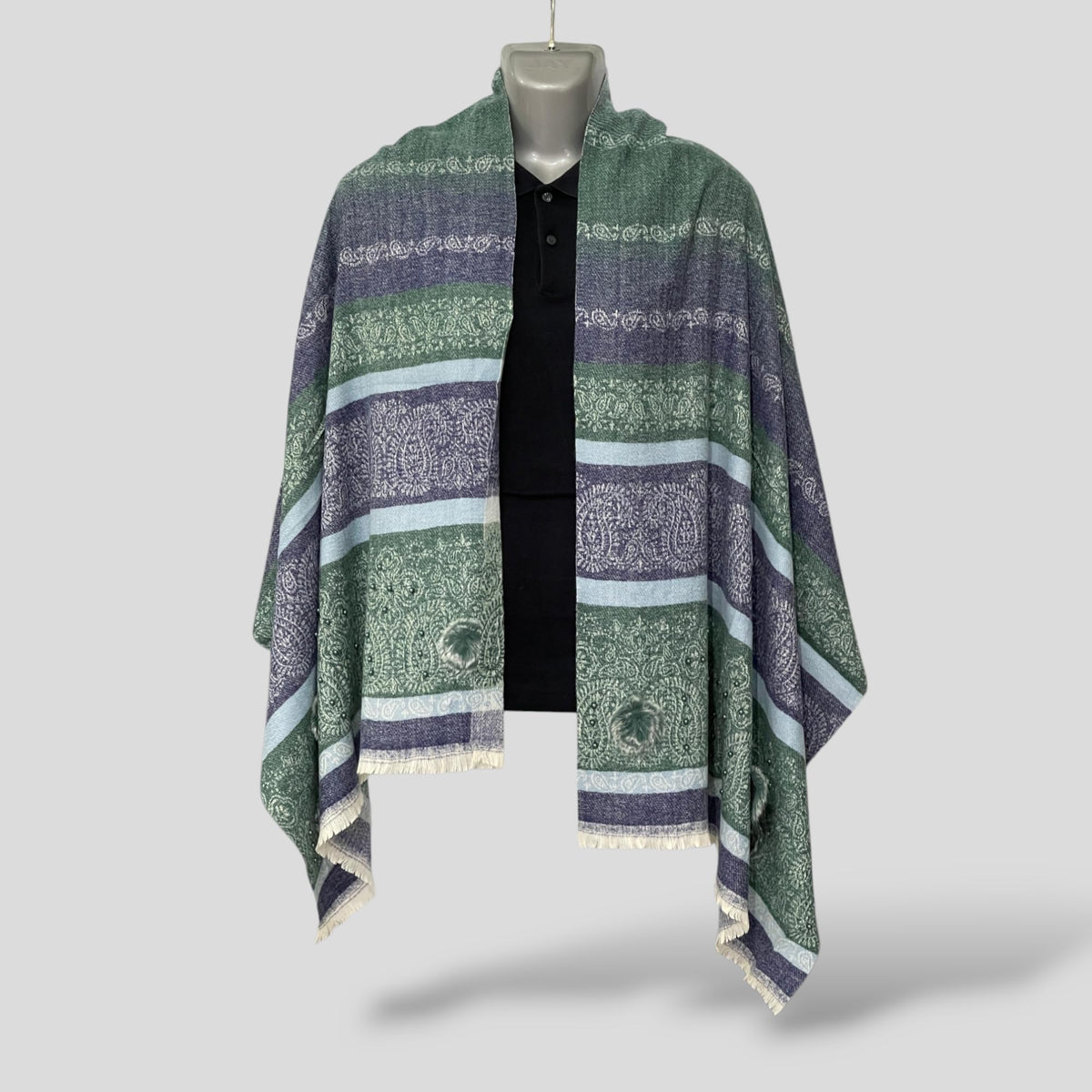 Huevess Kashmiri Winter Woolen Stole for Women (Dark Green)