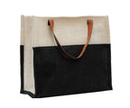 JUTEKA Stylish, Black,Durable, Multipurpose Hand Bag for Lunch, Shopping, Eco Friendly Jute Bag with Leather Handles……