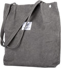 Street27 Womens Korean Canvas Corduroy Tote Bag Casual Work Shoulder Handbags|Multi-Purpose Bag |Sturdy Canvas Bag With Large Capacity|Shopping Bag For Office,College & Daily Use (Dark Grey)