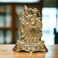 KridayKraft Aluminium Gold Plated Radha Krishna Idol Statue Showpiece - Decoration Items for Home Decor Living Room Mandir Temple Pooja Room Table Top Office