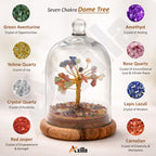Axilla Original Certified Dome Crystal Chakra Tree for Positive Energy | 7 Chakra Healing Crystal Tree of Life with Protective Dome | Feng Shui Wish Tree for Wealth Meditation Home Decor Gift
