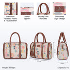 THE CLOWNFISH Lorna Printed Handicraft Fabric Handbag for Women Office Bag Ladies Shoulder Bag Tote for Women College Girls (Multicolour)