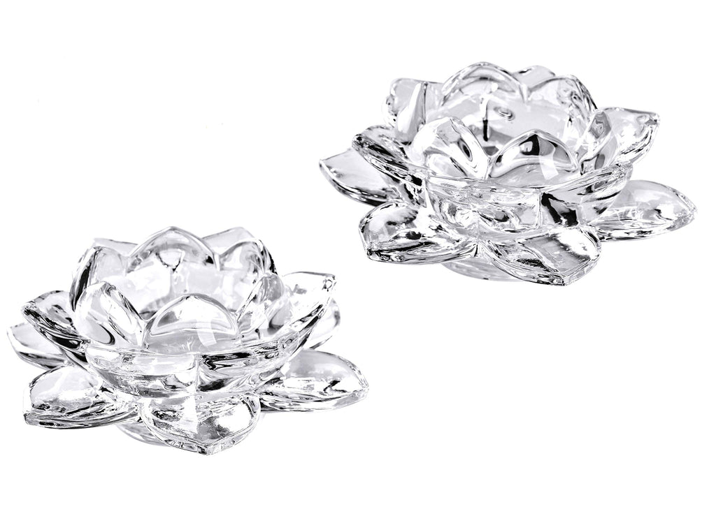 SLY Crystal Lotus Candle Holders Creative Decoration 5 Inch for Home Decoration, Votive Activity, Wedding, and Gift, Set of 2pcs