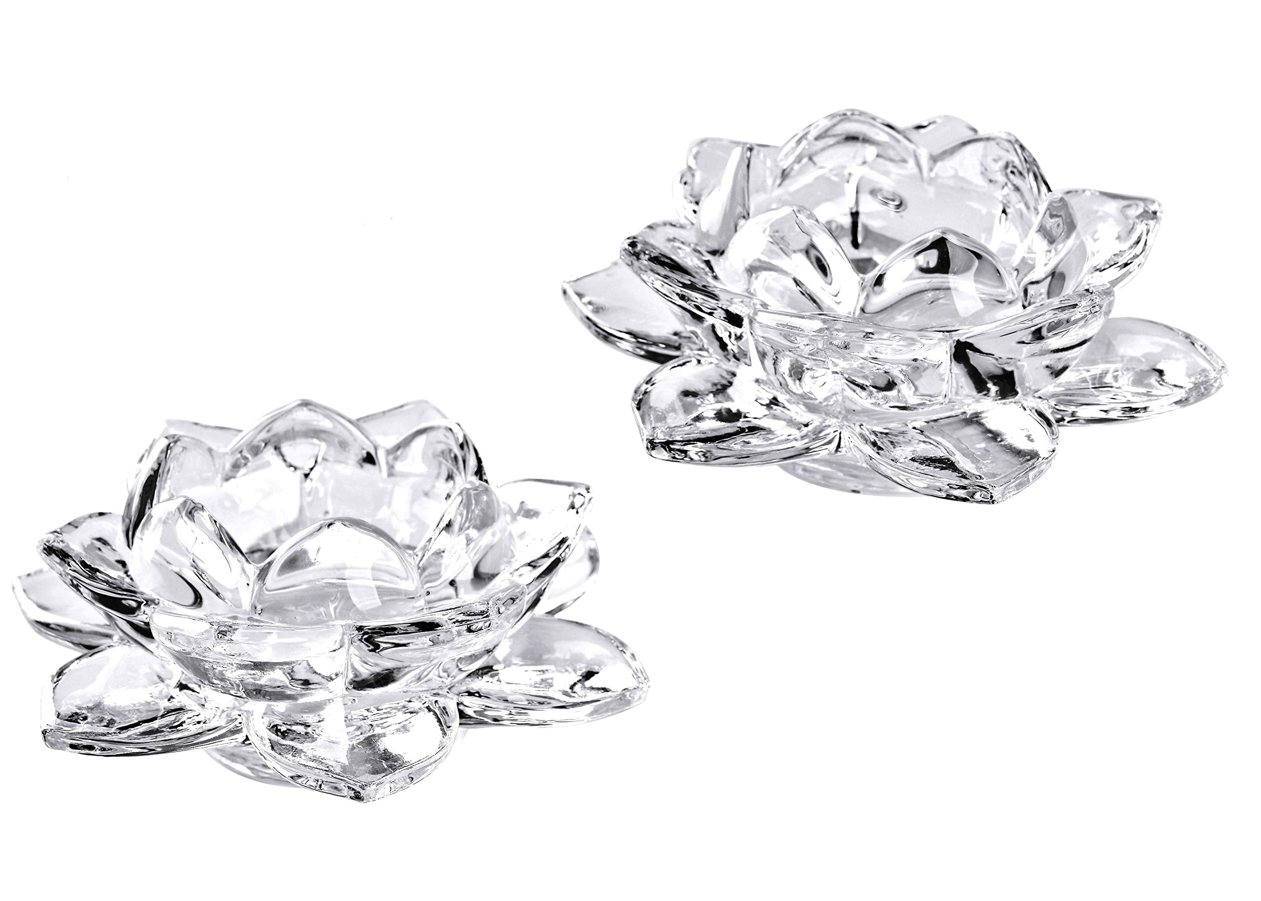 SLY Crystal Lotus Candle Holders Creative Decoration 5 Inch for Home Decoration, Votive Activity, Wedding, and Gift, Set of 2pcs