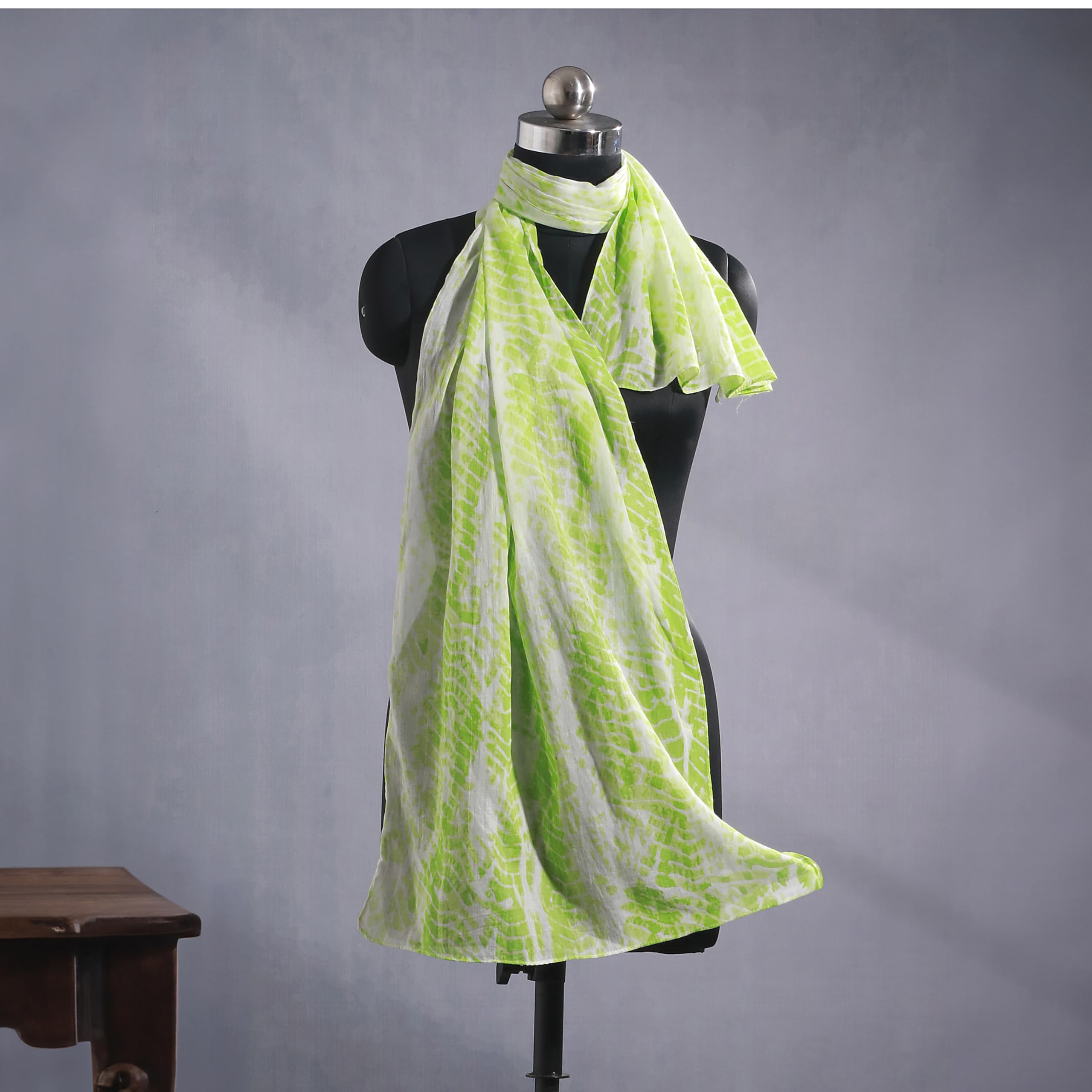 CrossKulture Light Green Cotton Scarf for Women | Lightweight & Long | Stole for Women - Stylish Tie-Dye Design | Neck Scarf, Hair Scarf, & Head Scarf for Women & Girls | All Season Accessory