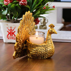 KridayKraft Metal Dancing Peacock Pair Vastu Figurine for Good Luck, Love and Prosperity | Aluminium Votive Candle Holder Showpiece for Diwali, Housewarming and Anniversary Gifting | Set of 2