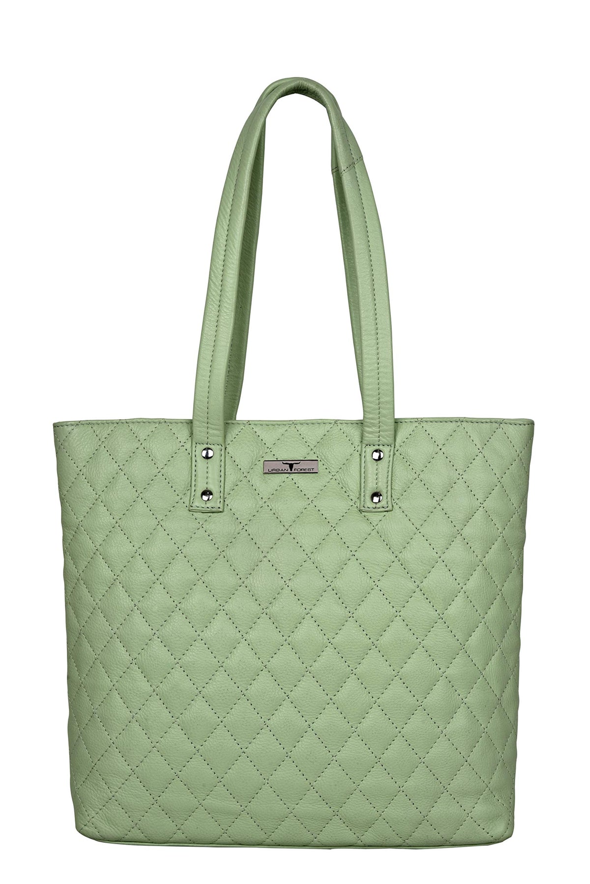 URBAN FOREST Nancy Mint Green Quilted Leather Handbag & Mint Green Quilted Leather Wallet Combo Gift Set for Women
